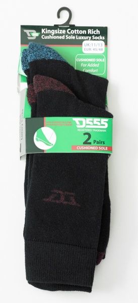 D555 Kingsize Eden Cotton Rich Cushioned Socks