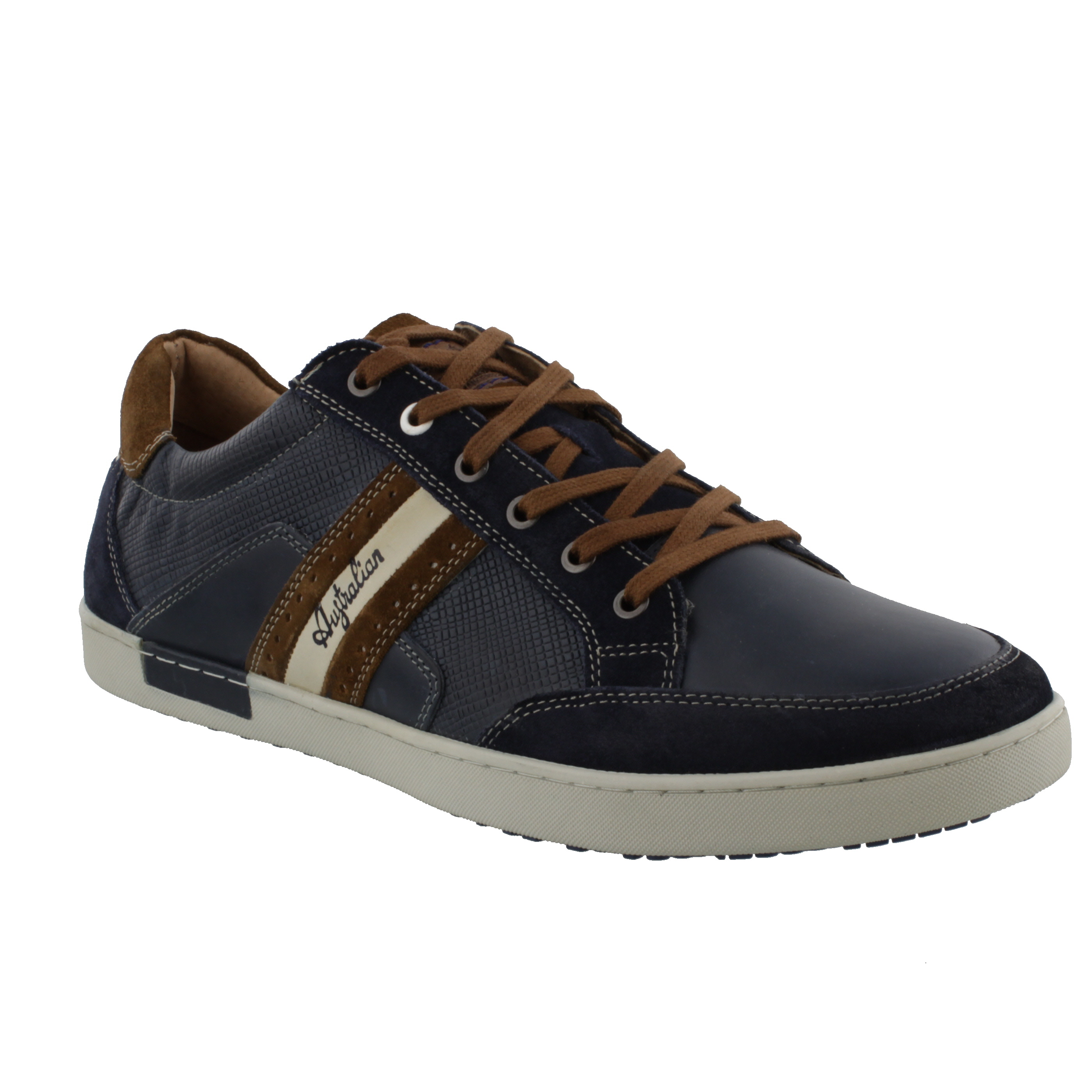 Australian Footwear Lombardo Leather Blue/Tan - Bigfootshoes