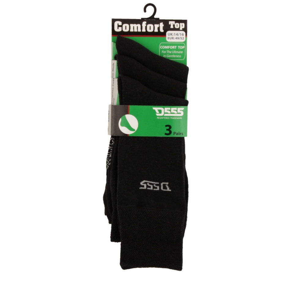 D555 Comfort Top Black Luxury Socks