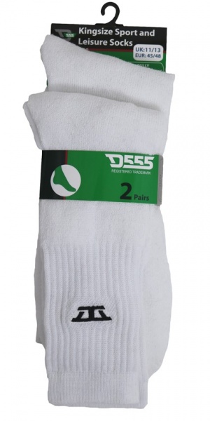 D555 Kingsize Logan Cotton-Elastane White 2 pack - Bigfootshoes